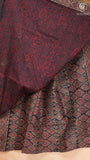 Blue Ajrakh Inspired Floral Handblocked Pure Maheshwari Cotton Sarees