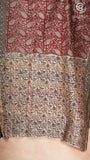 Red & Yellow Floral Handblocked Pure Maheshwari Cotton Sarees