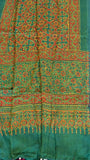 Olive Green and Red Modal Silk Ajrakh Natural Hand block Print Dupatta
