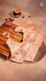 Beige, Pink and Gold Floral Designer Silk Blouse
