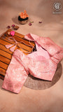 Pink and Gold Floral Designer Silk Blouse