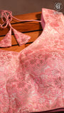 Pink and Gold Floral Designer Silk Blouse