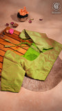 Green Multi Shade Raw Silk Blouse