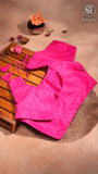 Pink Elbow Sleeve Raw Silk Blouse