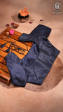 Royal Elbow Sleeve Blue Raw Silk Blouse