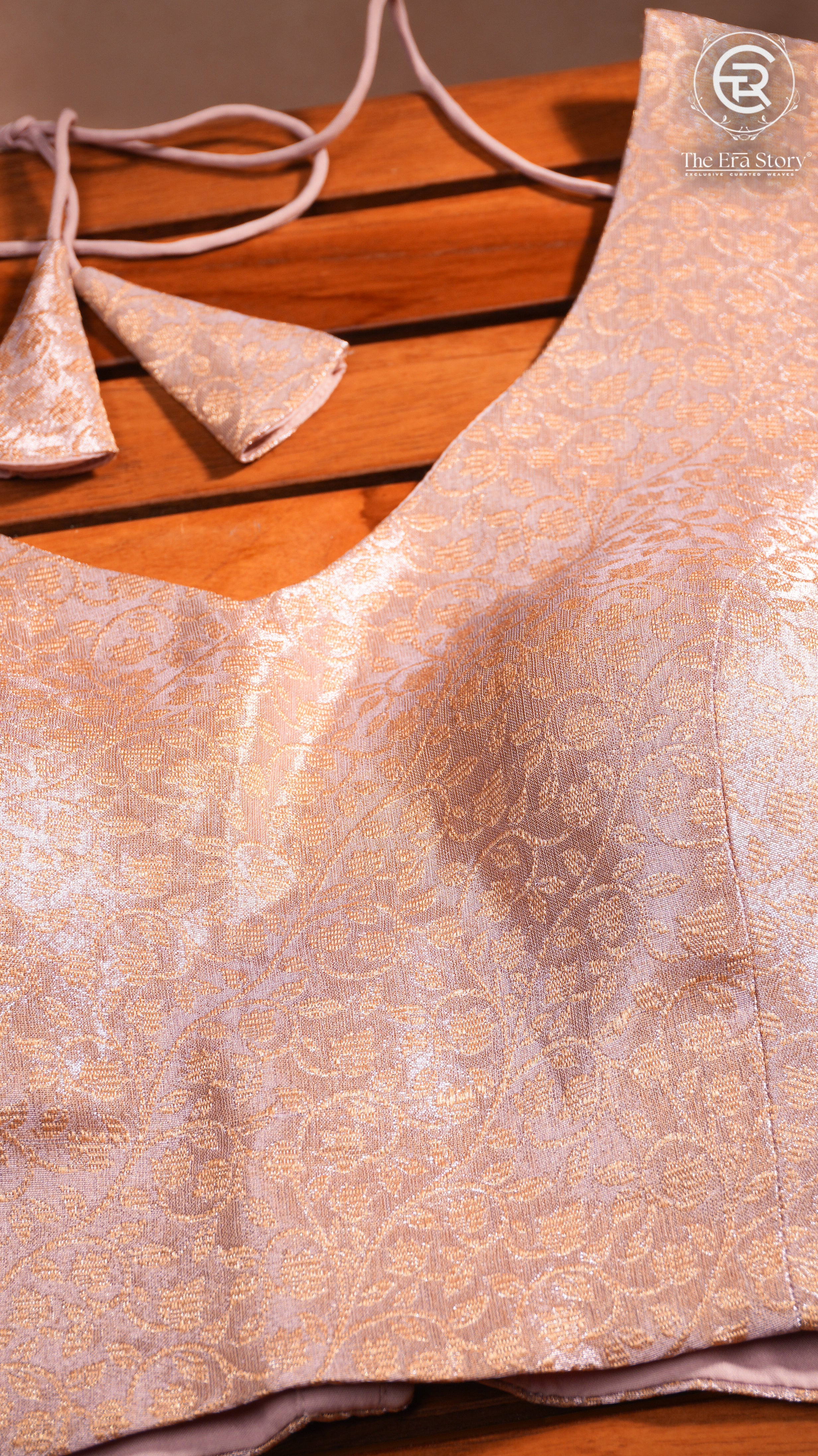 Rich Silver and Gold Floral Sleeveless Designer Silk Blouse
