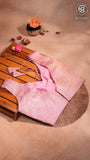 Rich Pink & Gold Floral Sleeveless Designer Silk Blouse