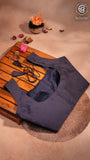 Navy Blue Sleeveless Silk Blouse