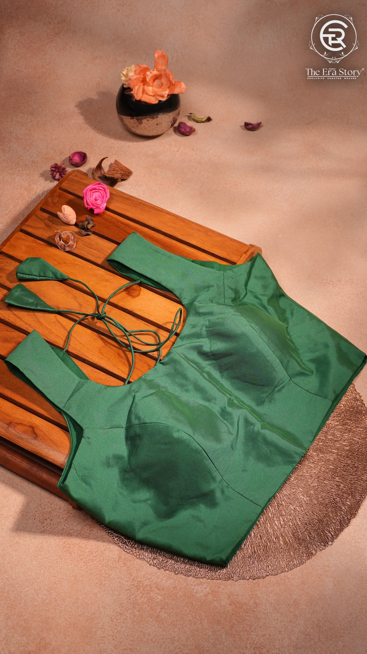 Green Sleeveless Silk Blouse