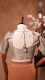 Rich Gray & Gold Floral Designer Silk Blouse
