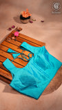 Aqua Blue Sleeveless Silk Blouse