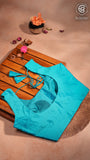 Aqua Blue Sleeveless Silk Blouse
