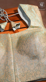 Turquoise & Gold Floral Designer Silk Blouse