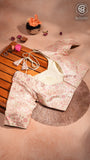 Off-white, Pink and Gold Floral Designer Silk Blouse