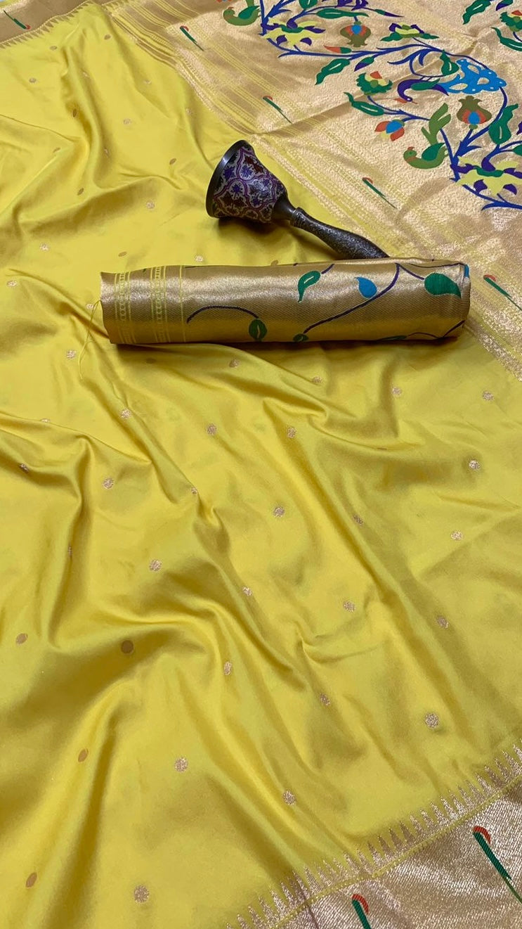 Yellow Paithani Silk Saree