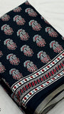 Black leaf Patterned Summer Cotton Saree