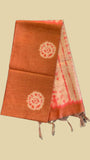 Brown Tie and Dye Floral Pattern with Fancy Tassel Phulwari Silk Saree