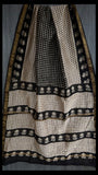 Black & Beige Handblock Maheshwari Silk Cotton Saree