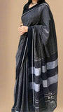 Black Checkered Narayanpet Handloom Cotton Saree