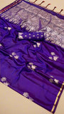 Purple Pichwai Zari Weaving Satin Munga Banarasi Silk Saree