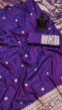 Eggplant Violet Banarasi Soft Silk Sarees