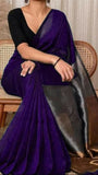 Indigo with Sliver and Copper Pallu Tissue Khadi Cotton Saree