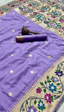 Lavender and Gold Floral Paithani Soft Silk Sarees
