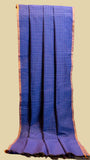 Navy Blue Line Checked Pattern with Tassel Silk Cotton Saree