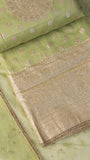 Sage Green Chanderi Silk Gold Zari Woven Butta Work Designer Salwar